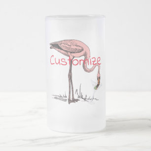 Flamingo Drinking Martini Thunder_Cove Frosted Glass Beer Mug