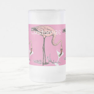 Flamingo Drinking Martini Thunder_Cove Frosted Glass Beer Mug