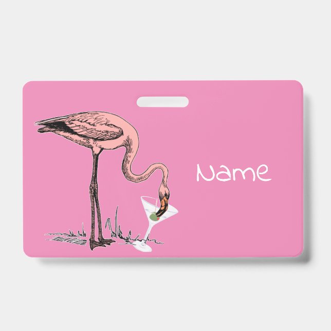 Flamingo Drinking Martini Thunder_Cove ID Badge (Front)