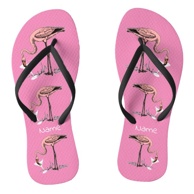 Flamingo Drinking Martini Thunder_Cove Jandals (Footbed)