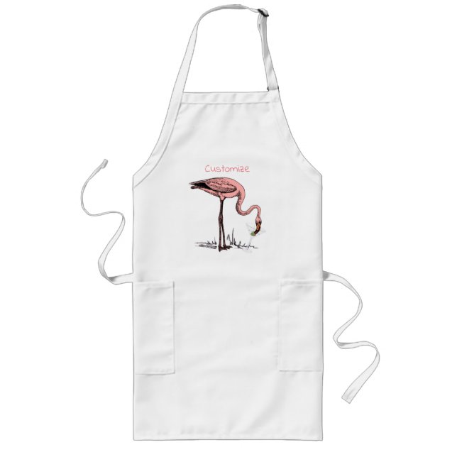 Flamingo Drinking Martini Thunder_Cove Long Apron (Front)