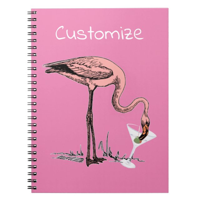 Flamingo Drinking Martini Thunder_Cove Notebook (Front)