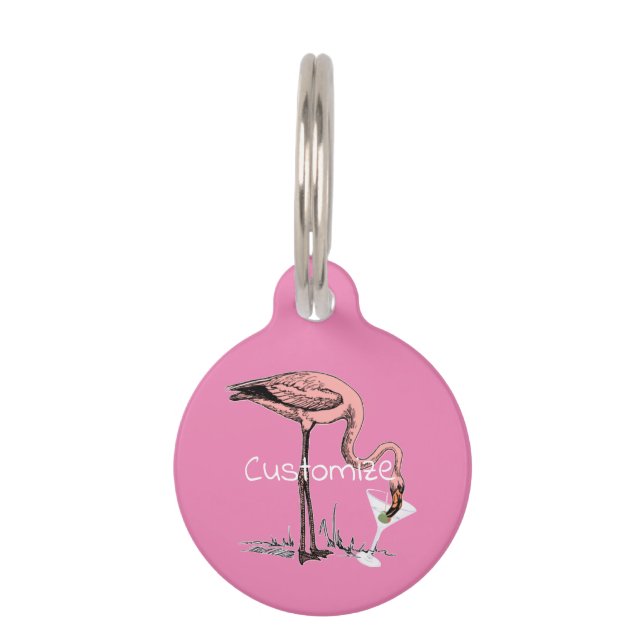 Flamingo Drinking Martini Thunder_Cove Pet Tag (Front)
