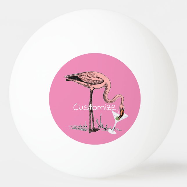 Flamingo Drinking Martini Thunder_Cove Ping Pong Ball (Front)