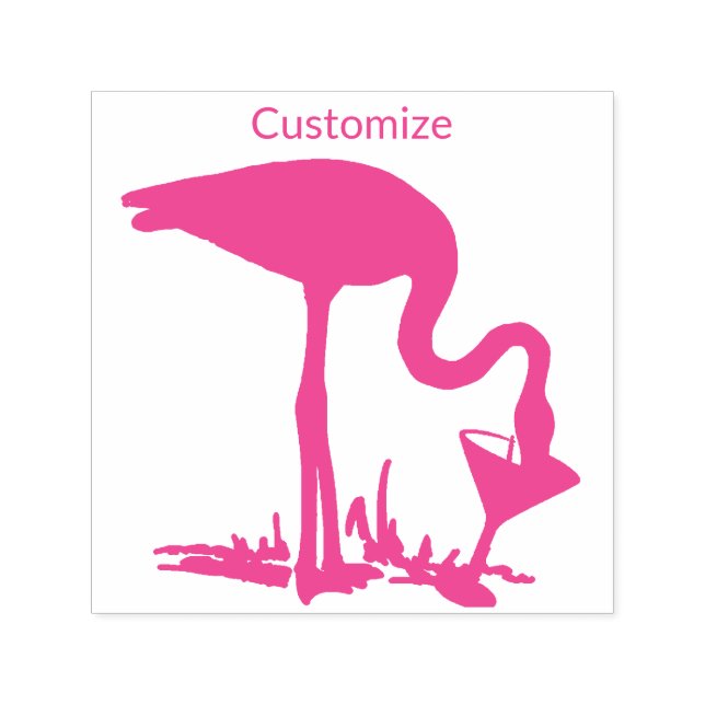 Flamingo Drinking Martini Thunder_Cove  Self-inking Stamp (Design)