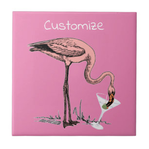 Flamingo Drinking Martini Thunder_Cove Tile