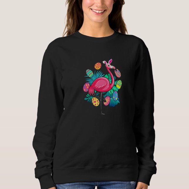Flamingo Ears Bunny Glasses Eggs Easter Bird Anima Sweatshirt (Front)