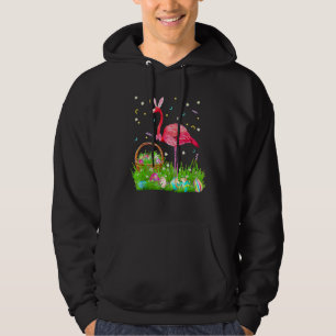 Flamingo Easter Day Bunny Ear Costume With Easter Hoodie