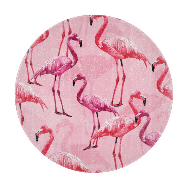 Flamingo Elegance: Pink Bird Pattern. Cutting Board (Front)