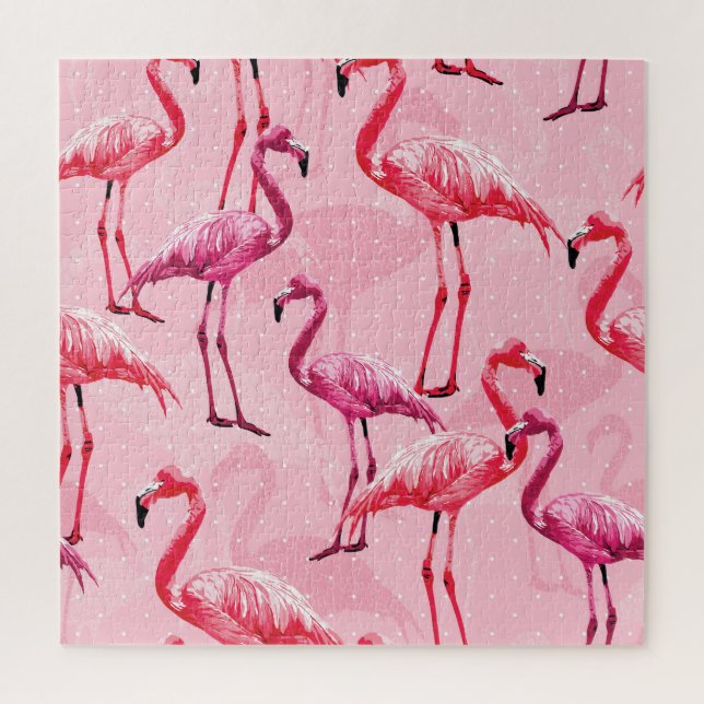 Flamingo Elegance: Pink Bird Pattern. Jigsaw Puzzle (Vertical)