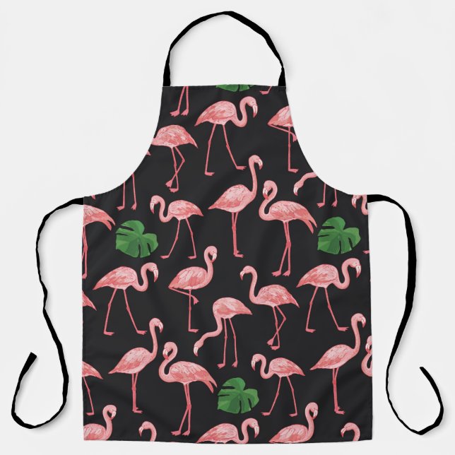 Flamingo Elegance: Vintage Monstera Fusion. Apron (Front)