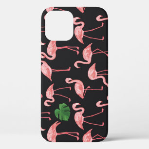 Flamingo Elegance: Vintage Monstera Fusion. iPhone 12 Case