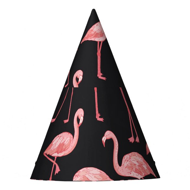 Flamingo Elegance: Vintage Monstera Fusion. Party Hat (Front)