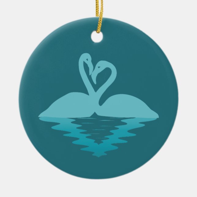 Flamingo Embrace Ceramic Tree Decoration (Front)