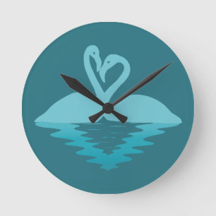 Flamingo Embrace Round Clock