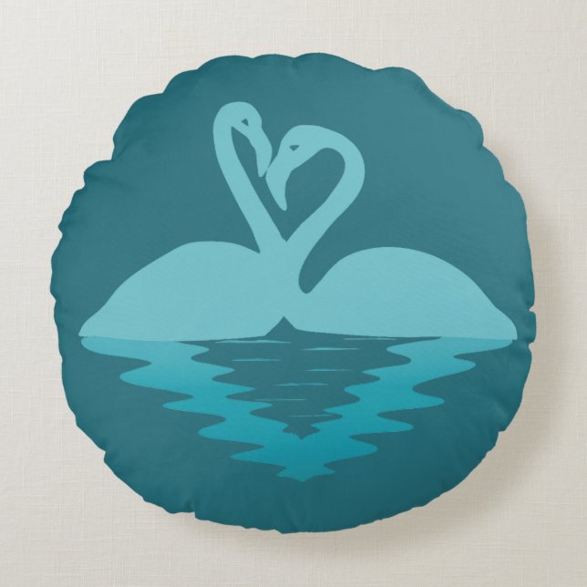 Flamingo Embrace Round Cushion (Front)