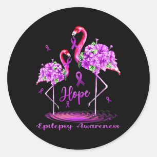 Flamingo Epilepsy Awareness  Classic Round Sticker