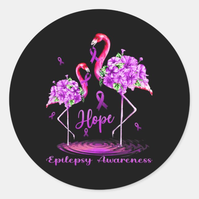 Flamingo Epilepsy Awareness  Classic Round Sticker (Front)