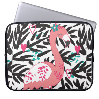 flamingo exotic bird vintage illustration laptop sleeve