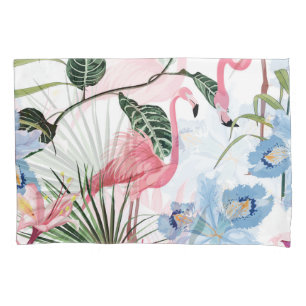 Flamingo Exotic Flowers Tropical Seamless Pillowcase