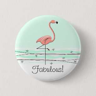Flamingo 'Fabulous!' button green