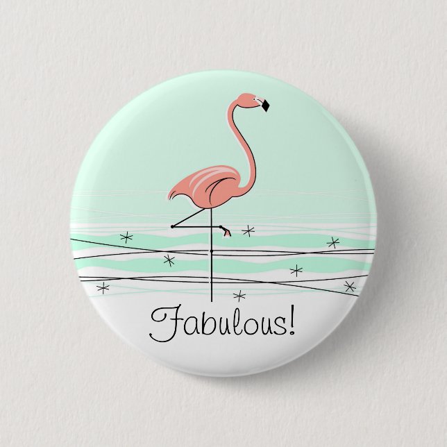 Flamingo 'Fabulous!' button green (Front)
