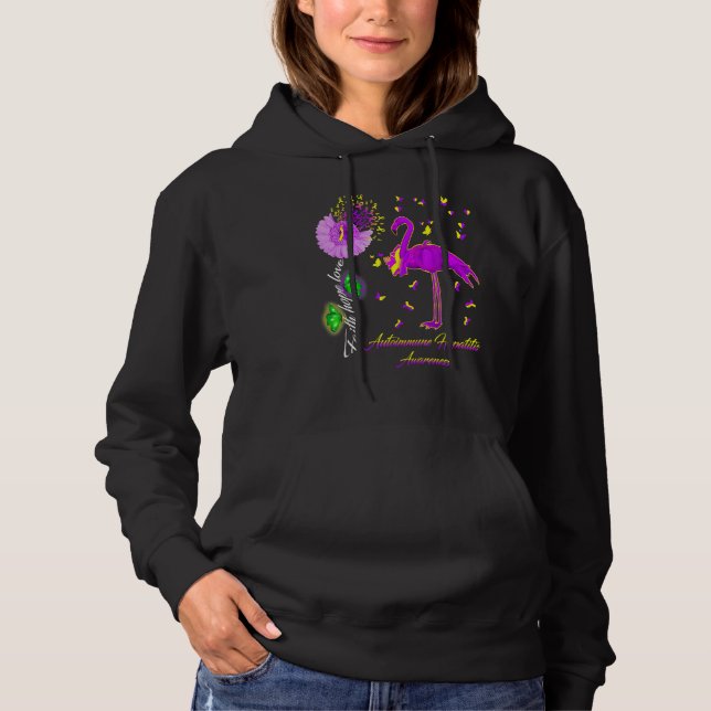 Flamingo Faith Hope Love Autoimmune Hepatitis Awar Hoodie (Front)