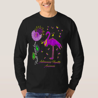 Flamingo Faith Hope Love Autoimmune Hepatitis Awar T-Shirt
