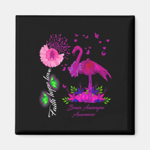 Flamingo Faith Hope Love Brain Aneurysm Awareness Magnet