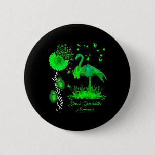 Flamingo Faith Hope Love Brain Disabilities Awaren 6 Cm Round Badge