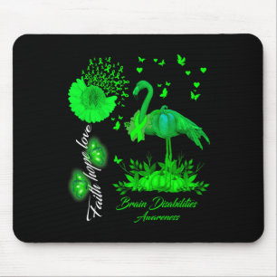 Flamingo Faith Hope Love Brain Disabilities Awaren Mouse Pad