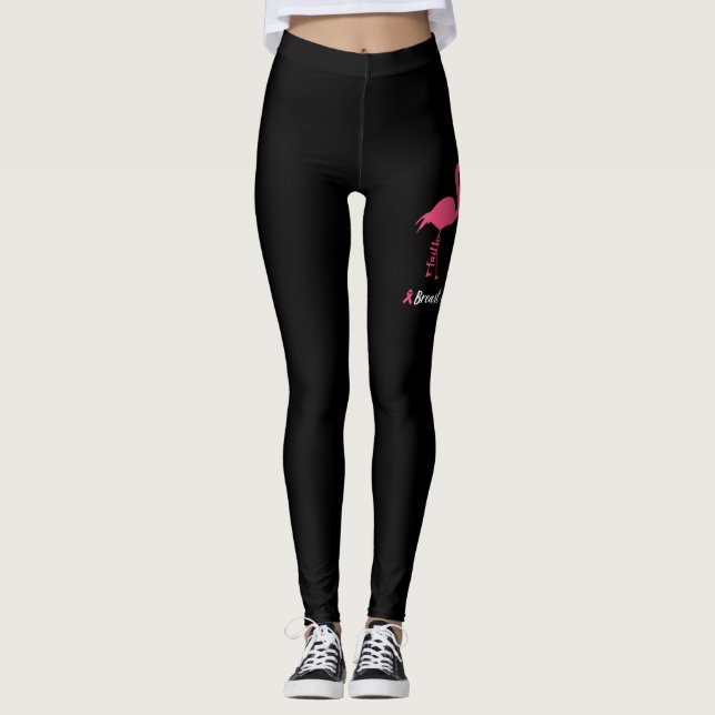 Flamingo Faith Hope Love Breast Cancer Awareness Leggings (Front)