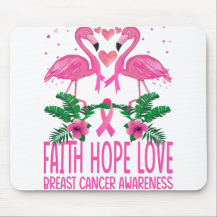 Flamingo Faith Hope Love Breast Cancer Awareness Mouse Pad