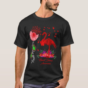 Flamingo Faith Hope Love Heart Disease Awareness  T-Shirt