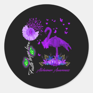 Flamingo Faith Hope Love Heimerheimer Awareness Classic Round Sticker