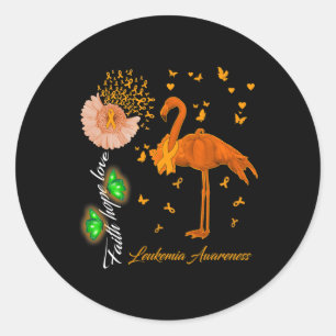 Flamingo Faith Hope Love Leukaemia Awareness Classic Round Sticker