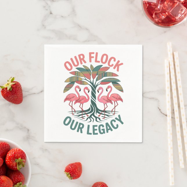 Flamingo Family Reunion Our Flock Our Legacy  Napkin (Insitu)