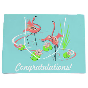 Flamingo Fandango Duo 2 Congratulations! large Gift Bag