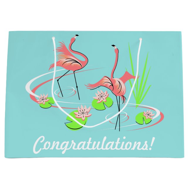 Flamingo Fandango Duo 2 Congratulations! large Gift Bag (Front)