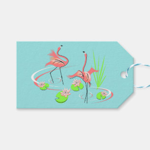 Flamingo Fandango Duo 2 gift tag blue back