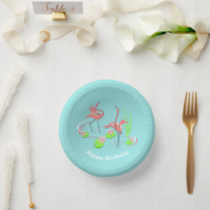 Flamingo Fandango Duo 2 Happy Birthday Paper Plate