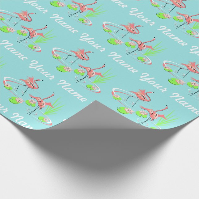 Flamingo Fandango Duo 2 Name gift wrap (Corner)