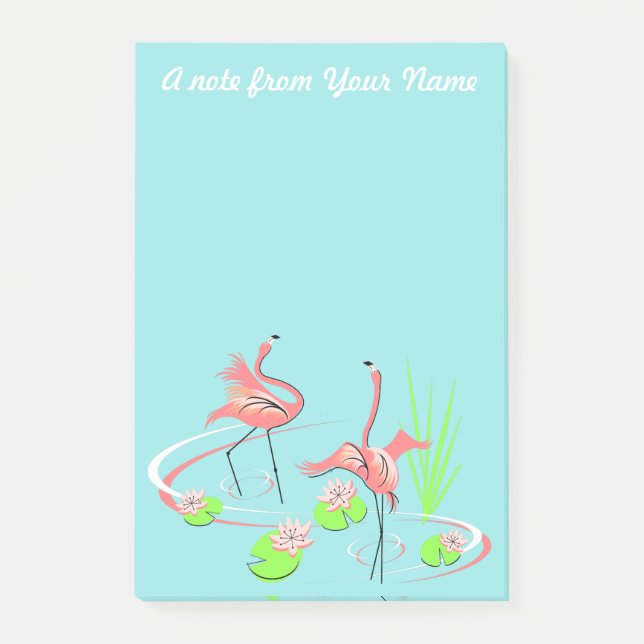 Flamingo Fandango Duo 2 Text vertical Post-it Notes (Front)