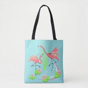 Flamingo Fandango Duo all over tote pink back Bag