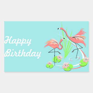 Flamingo Fandango Duo Happy Birthday sticker
