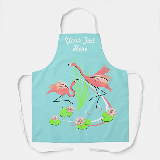 Flamingo Fandango Duo Text all over apron (Front)