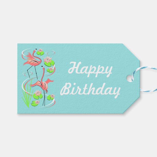 Flamingo Fandango Slim Duo gift tag (Front (Horizontal))