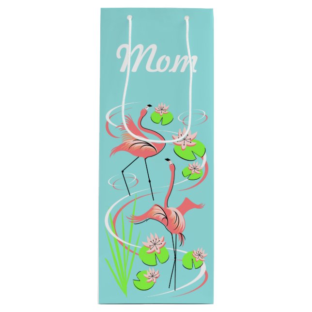Flamingo Fandango Slim Duo Mum wine Gift Bag (Front)