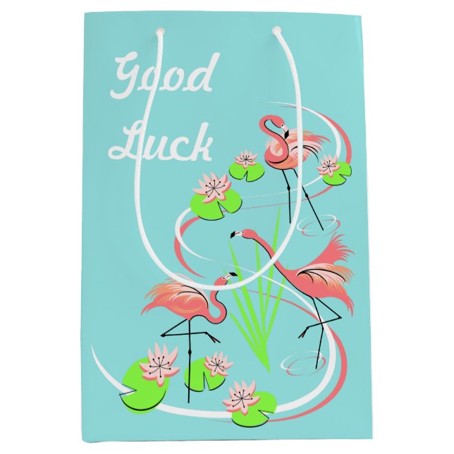 Flamingo Fandango Trio Good Luck medium Gift Bag (Front)