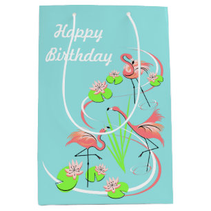 Flamingo Fandango Trio Happy Birthday medium Gift Bag